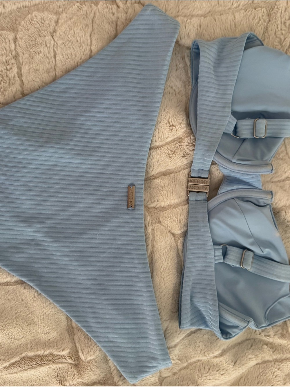 Light Blue Ribbed Bikini Set Vetchy - Picture 6 of 8
